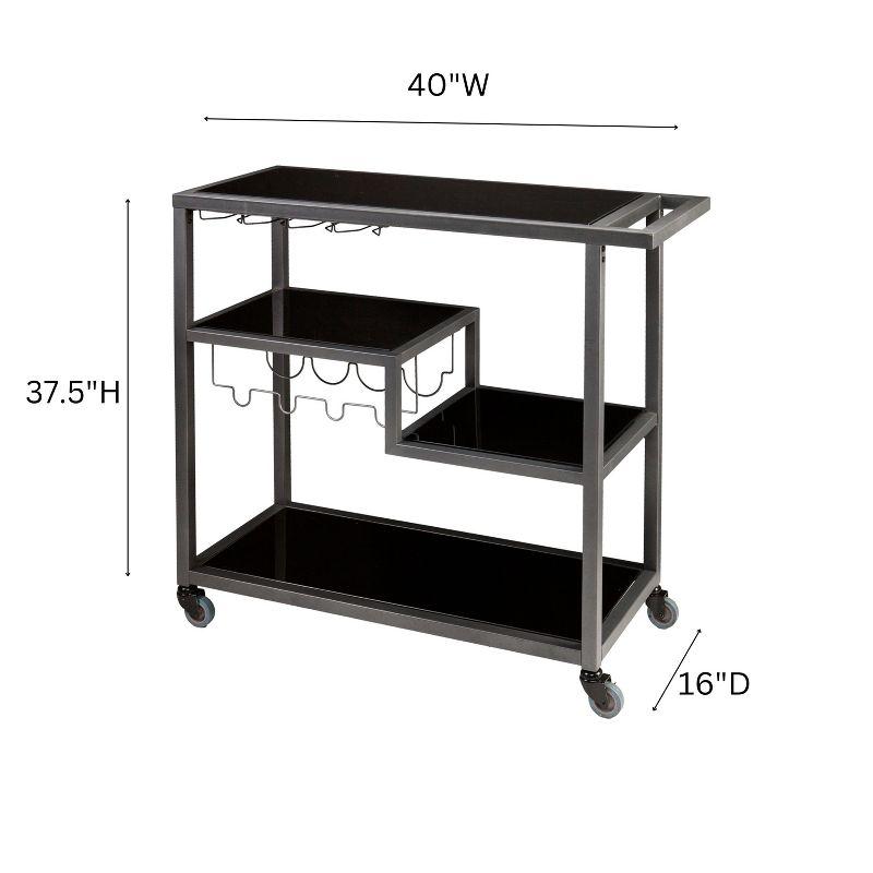Holly & Martin Zephs Bar Cart - HZ8810 - Gunmetal Gray w/ Black Glass - SEI
