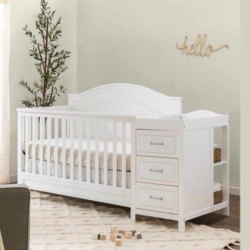 White 4-in-1 Convertible Crib and Changer with Storage