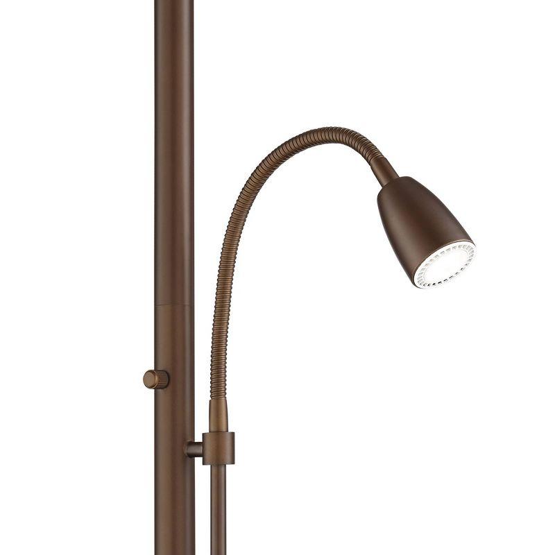 Possini Euro Design Traverse Modern Floor Lamp with LED Gooseneck Reading Light 64" Tall Oil Rubbed Bronze Oatmeal Drum Shade for Living Room Bedroom