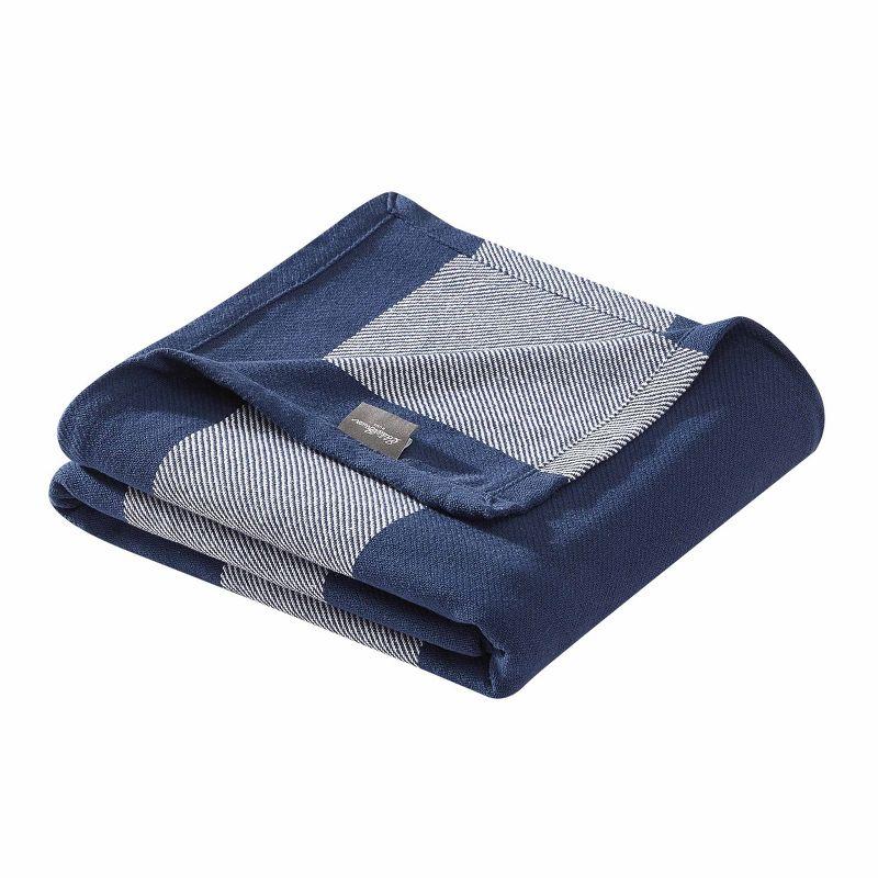 Boylston Navy and White Full Cotton Reversible Blanket