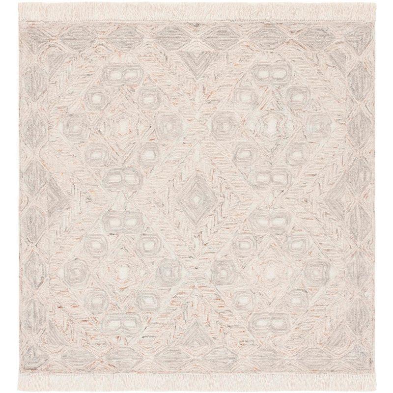 Ikat IKT801 Hand Tufted Area Rug - Ivory/Grey - 6'x6' - Safavieh.