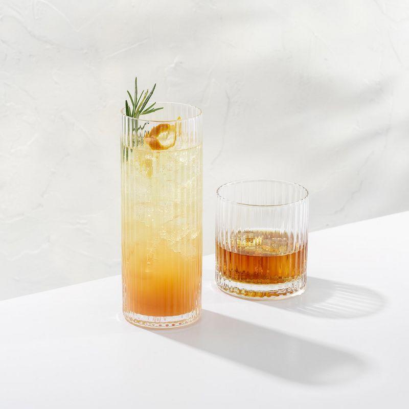 JoyJolt Elle Fluted Highball Glass, Set of 2, 16oz