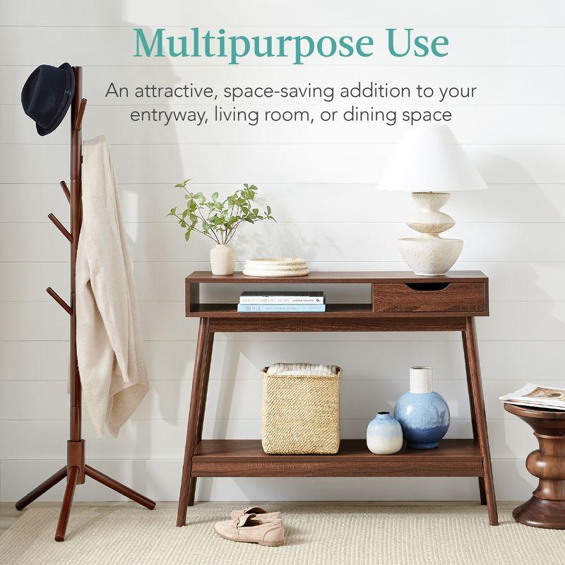 George Oliver Khassidy Mid-Century Modern Hallway Console Table, Space-Saving Sofa Table w/ Cubby, Drawer