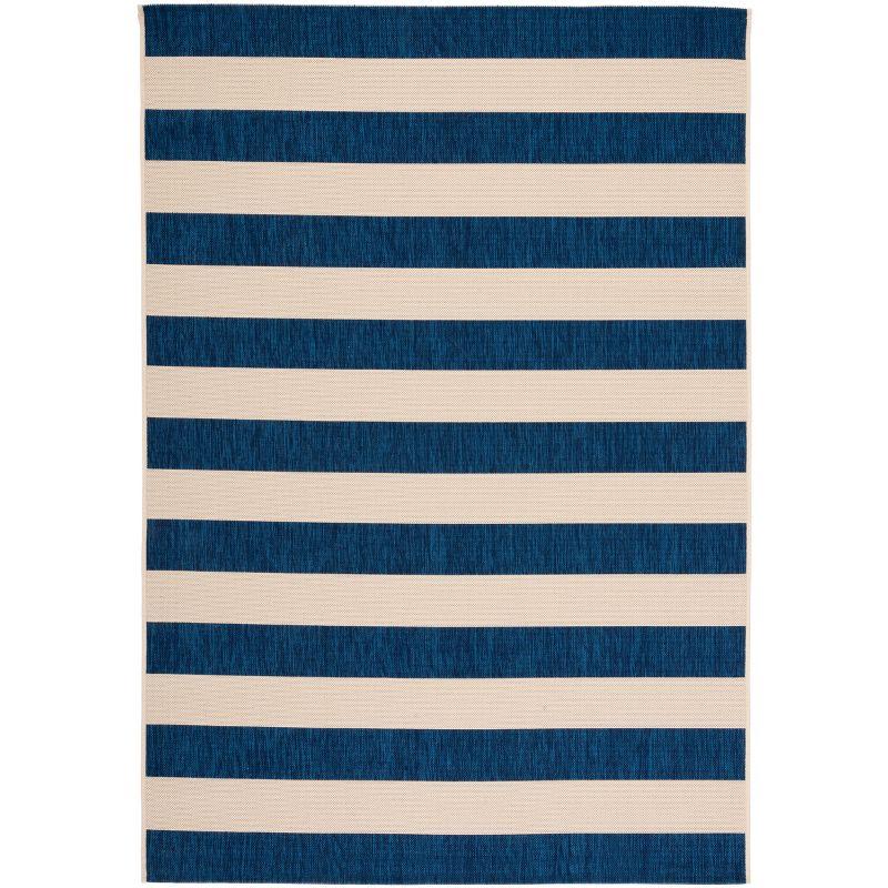 Courtyard CY6812 Power Loomed Indoor/Outdoor Area Rug - Beige/Navy - 4'x5'7" - Safavieh.