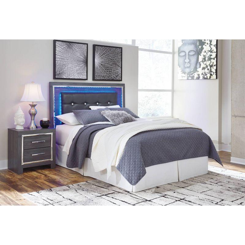 Queen/Full Lodanna Upholstered Panel Headboard Gray: LED Lights, Chrome Accents - Signature Design by Ashley
