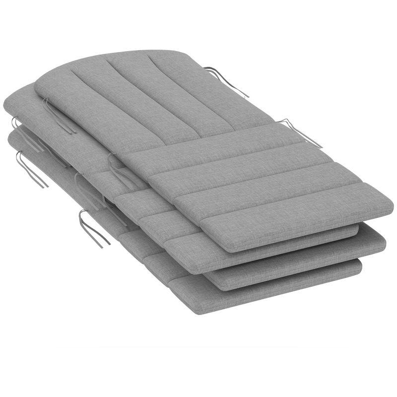 Outsunny Set of 4 Adirondack Chair Cushion, High Back Outdoor Chair Cushions with Ties, Gray