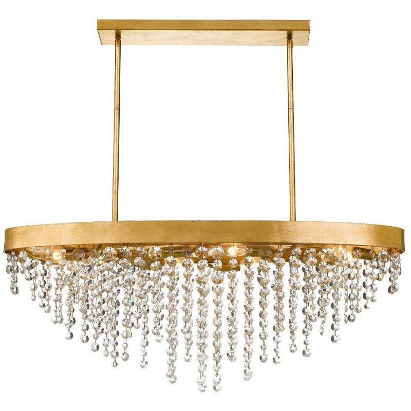 Antique Gold Crystal 8-Light Chandelier with Hand Cut Beads