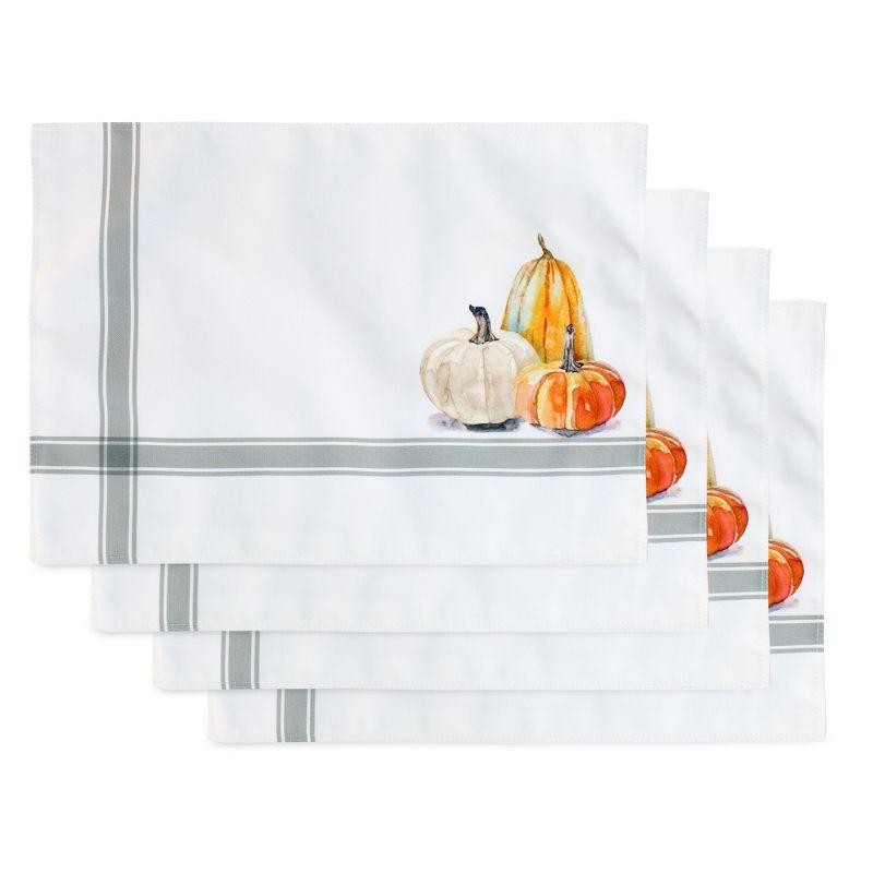 Autumn Pumpkin Themed Polyester Placemats, Set of 4