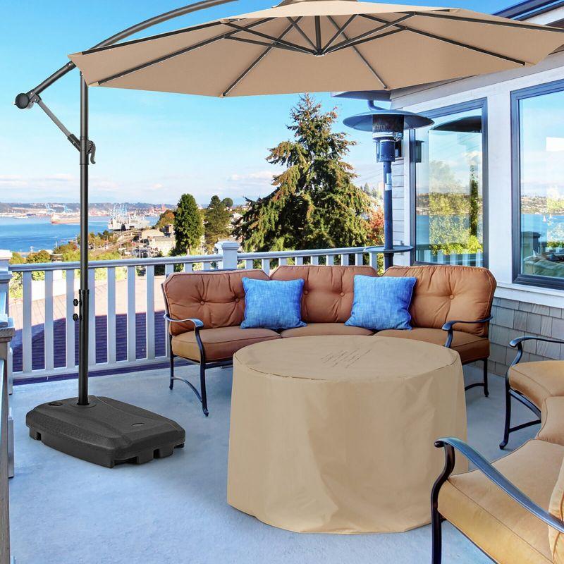 Tangkula Patio Cantilever Offset Umbrella Base Stand Heavy Duty Cross Base Wheels Outdoor