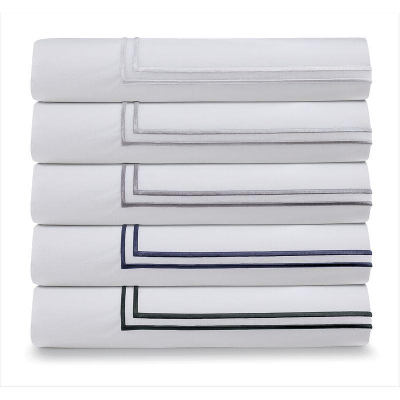 Elegant White Cotton Percale Full/Queen Duvet Set with Satin Stitching