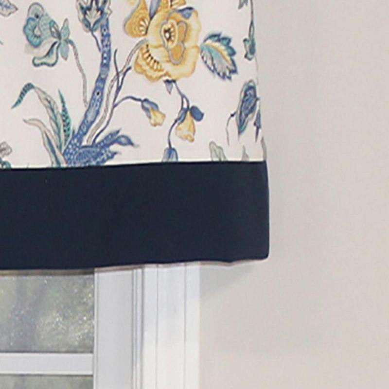 Gianna Floral Cotton Blend Scalloped Window Valance with Contrast Banding