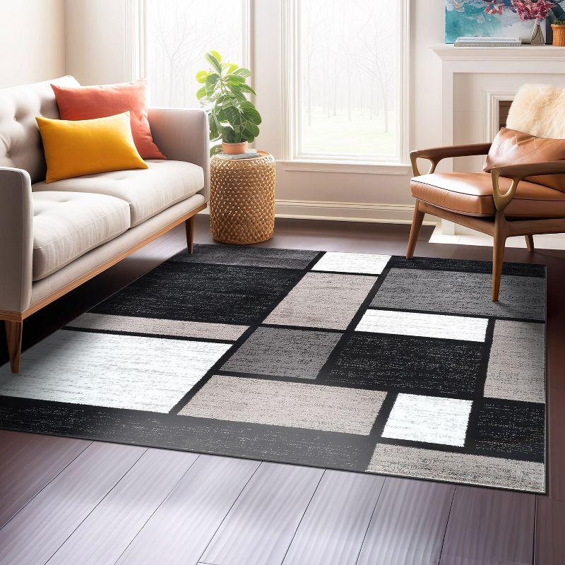 World Rug Gallery Contemporary Modern Boxed Color Block Area Rug