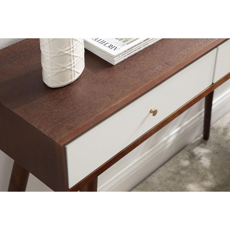 Kate and Laurel Finco Rectangle Wood Console Table, 36x12x30, Walnut Brown and White
