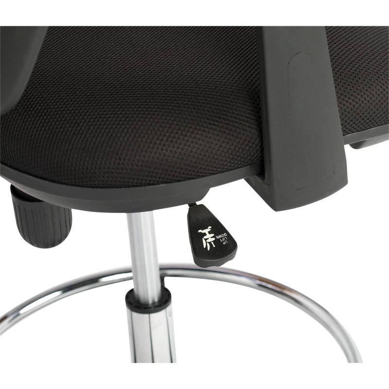 Riviera Drafting Chair - Black: Mesh Back, Adjustable Height, Footring, Home Office & Studio Comfort