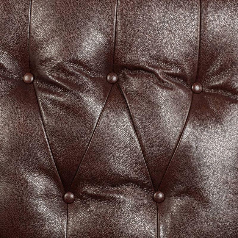 Elm Lane Livorno Chocolate Genuine Leather Recliner Chair Modern Armchair Comfortable Push Manual Reclining Footrest Tufted for Bedroom Living Room