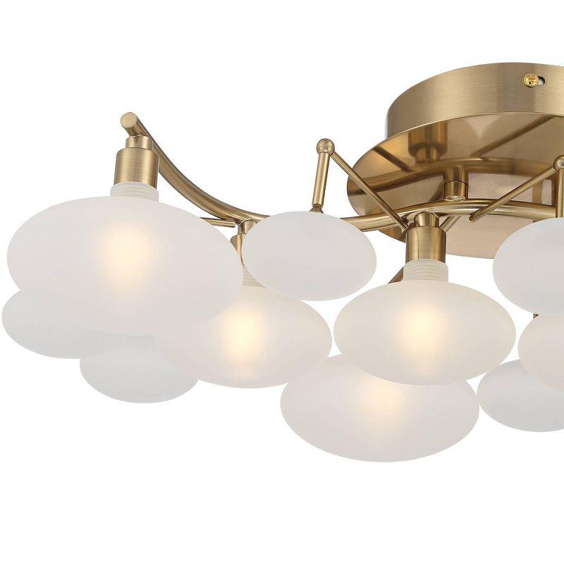 Possini Euro Design Modern Ceiling Light Semi Flush Mount Fixture 19 1/4" Wide Soft Gold 6-Light Opal Glass Shade Bedroom Kitchen