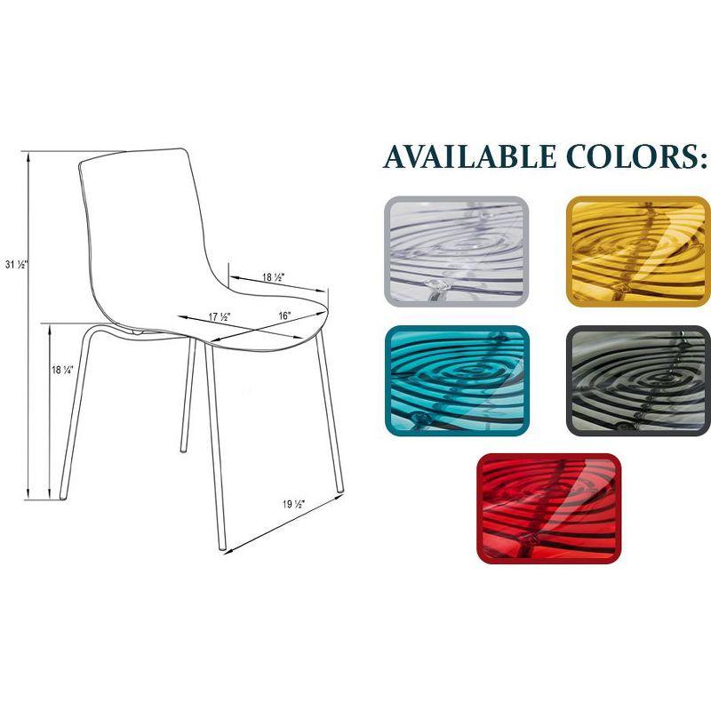 LeisureMod Astor Acrylic Dining Chair with Water Ripple Design, Chrome Legs, Stackable Clear Accent Chair for Kitchen, Dining Room, Office, or Lounge
