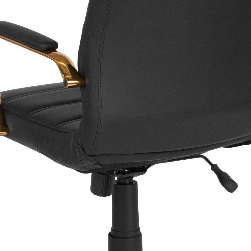 Elegant Black LeatherSoft Executive Chair with Gold Metal Frame