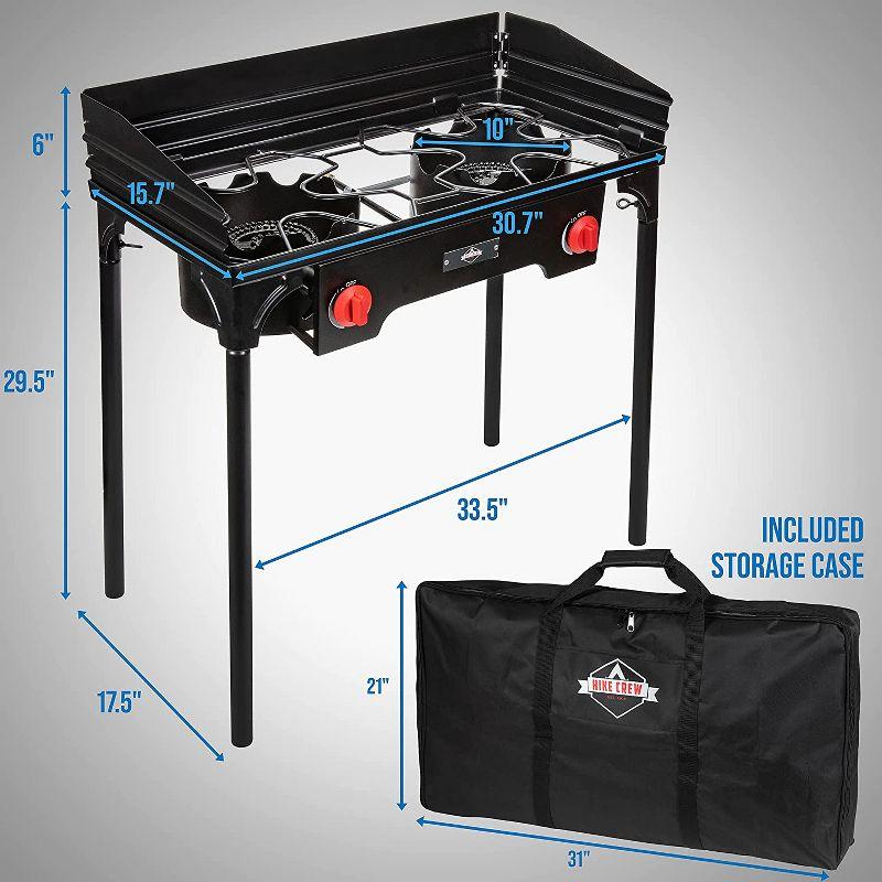 Hike Crew Black Cast Iron Double Burner Gas Camping Stove