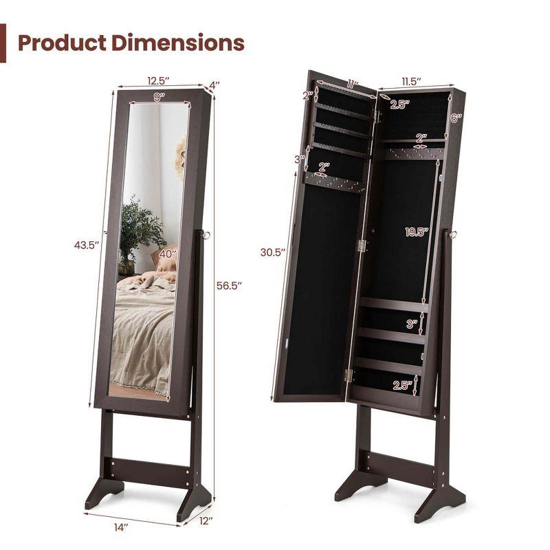 Costway Jewelry Mirrored Cabinet Armoire Organizer Storage Box with Stand Christmas Gift Coffee