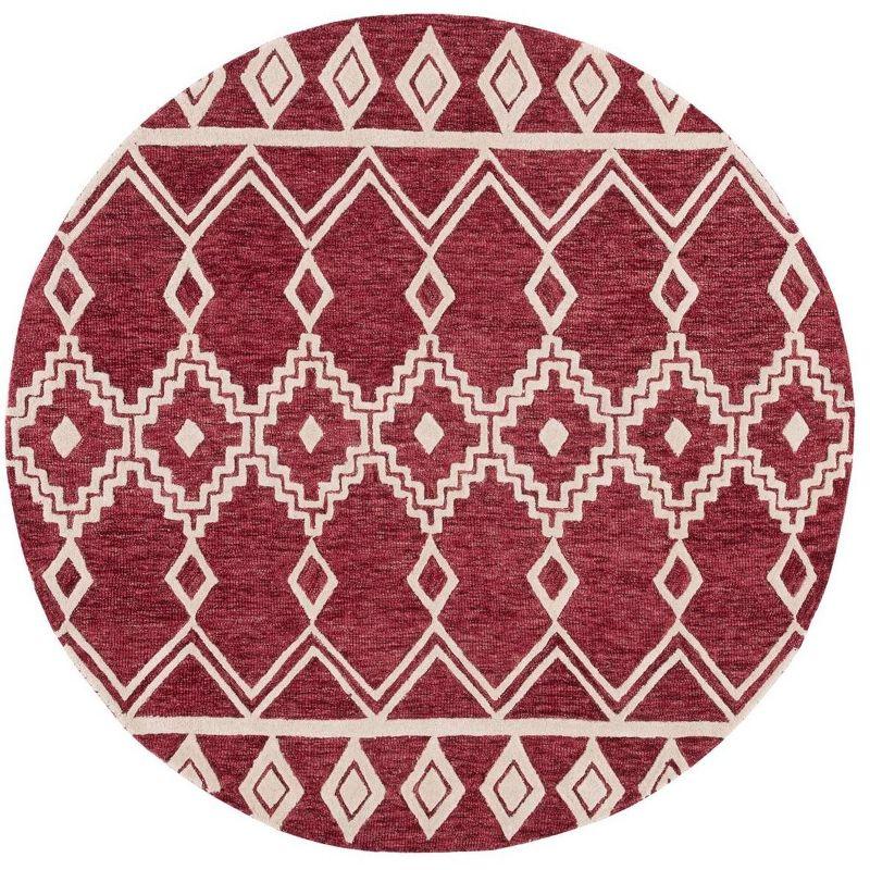 Abstract ABT851 Handmade Indoor Area Rug - Red/Ivory - 6' Round - Safavieh