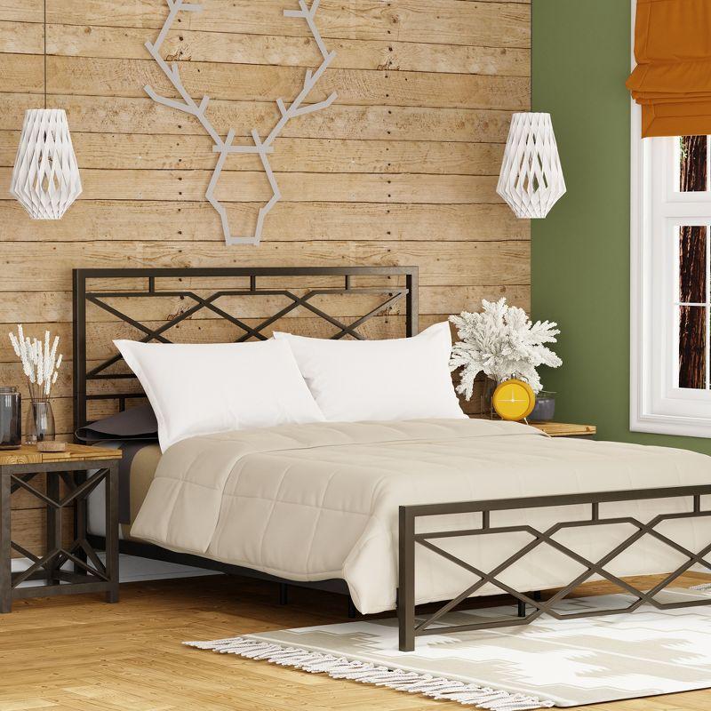 eLuxury Modern Industrial Metal Alpine Bed Frame