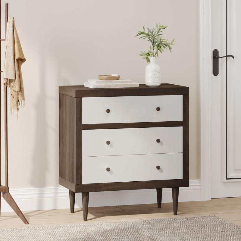 Christopher Knight Home Nystrom Mid-Century Modern 3 Drawer Chest Walnut/White