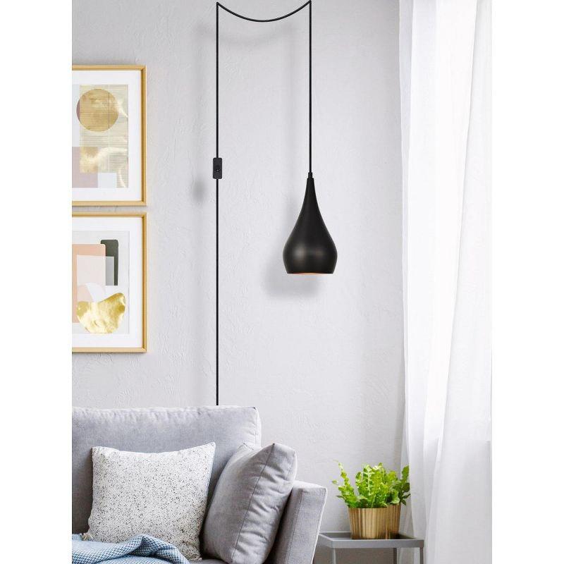 Elegant Lighting Nora 1 Light Black plug-in pendant