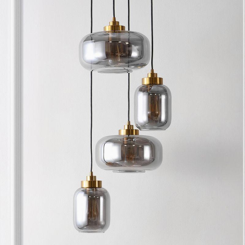 Equinox 4 Light 19 Inch Pendant - Smoke Grey/Brass - Safavieh.