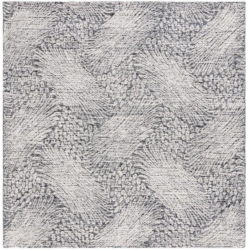 Ebony EBN105 Hand Tufted Indoor Area Rug - Black/Ivory - 6'x6' - Safavieh