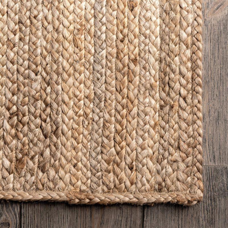 5'x8' Oval Hand Woven Rigo Jute Area Rug Natural - nuLOOM: Modern Braided Indoor Flat Pile Rug, Off-White