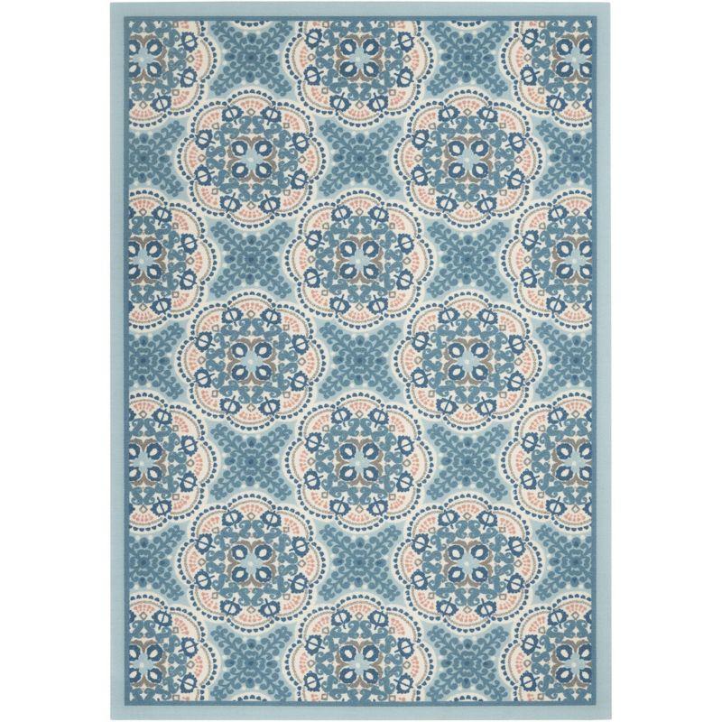 Waverly Floral Blue Outdoor Area Rug