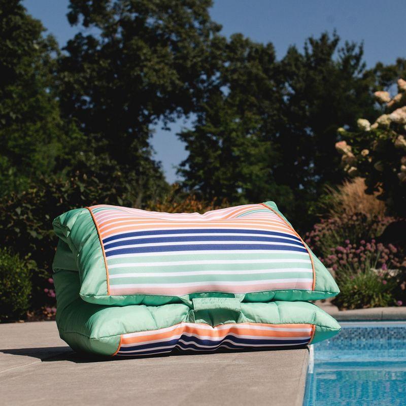 Big Joe Kona Pool Float, Rivera Stripe Turqoise, Doubled-Sided Mesh, Quick Draining Fabric, No Inflation Needed