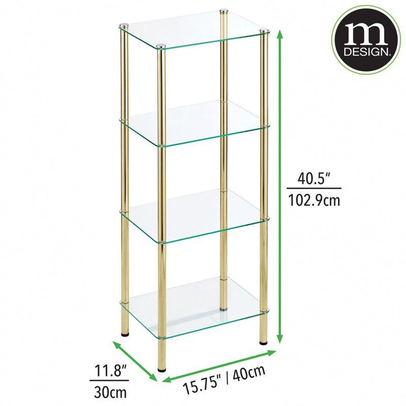 mDesign 4-Tier Glass/Metal Standing Shelf Organizer Display Unit