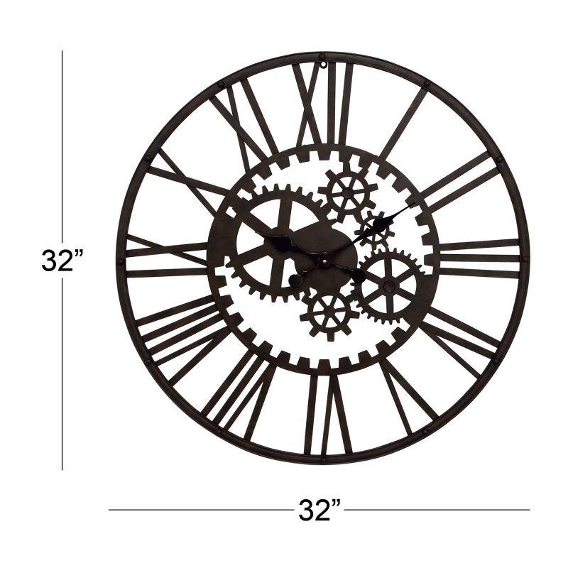 Oversized Black Iron Industrial Gear Wall Clock