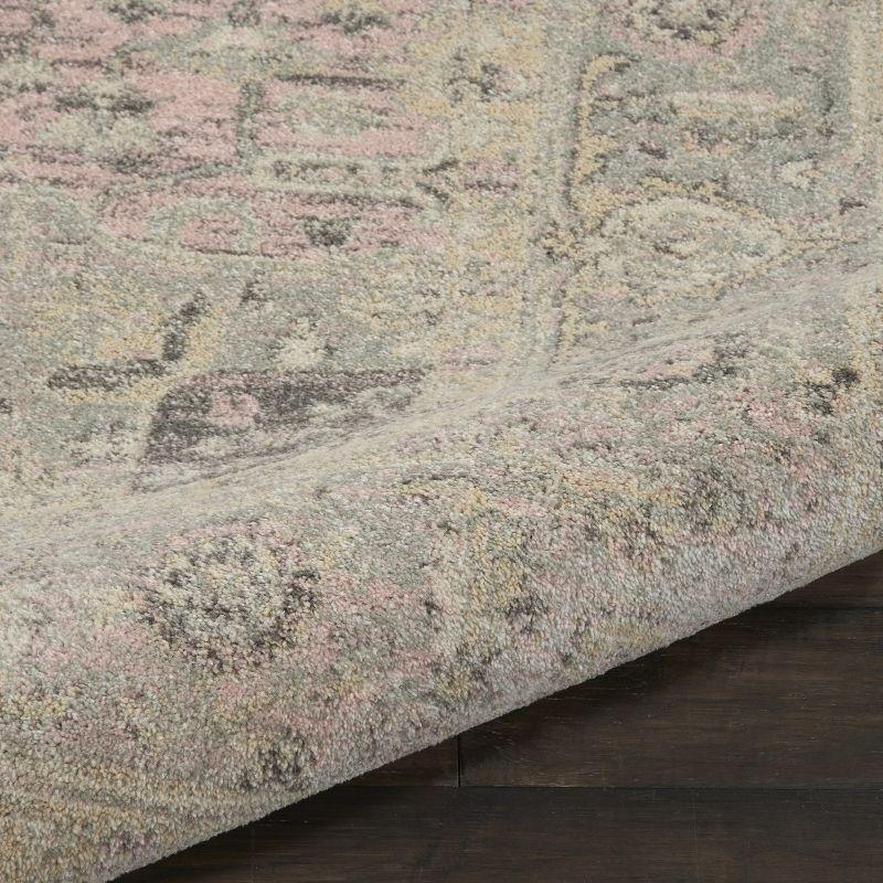 Elegant Ivory & Pink Distressed Kashan 8' x 10' Area Rug