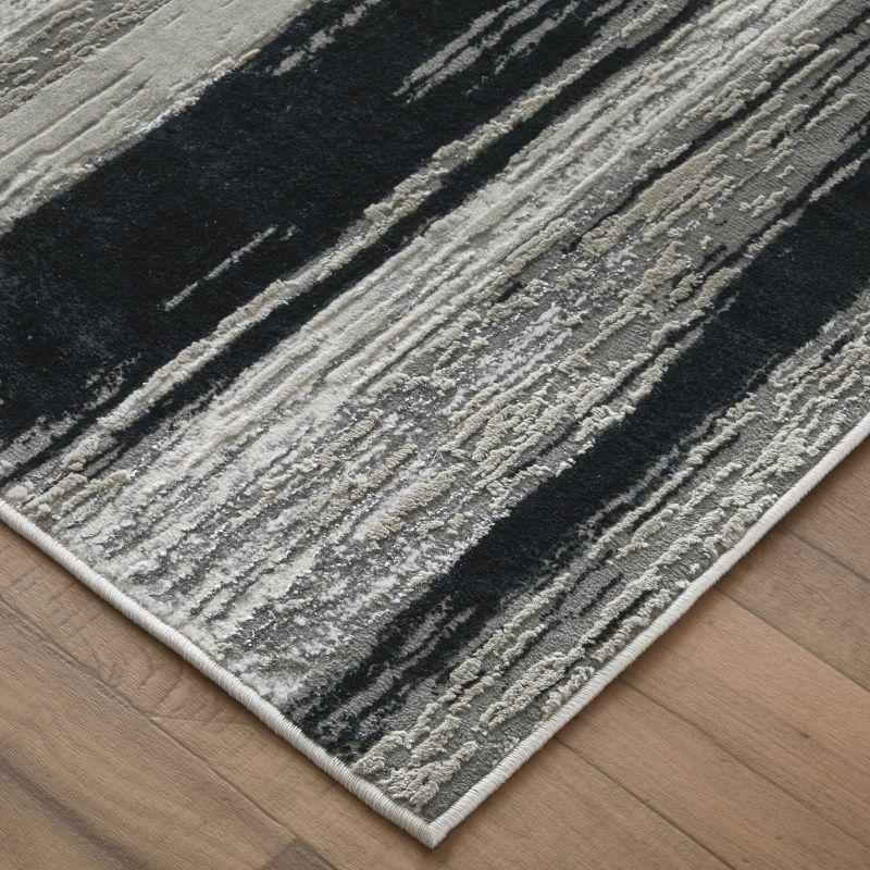 Micah Modern Abstract Black/Silver/Gray Area Rug