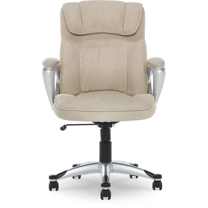 Fawn Tan High-Back Swivel Executive Office Chair with Metal Base