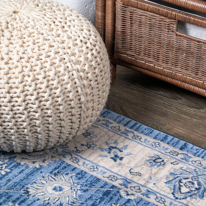 3' X 5' Modern Persian Vintage Moroccan Traditional Area Rug, Blue/Ivory - JONATHAN Y