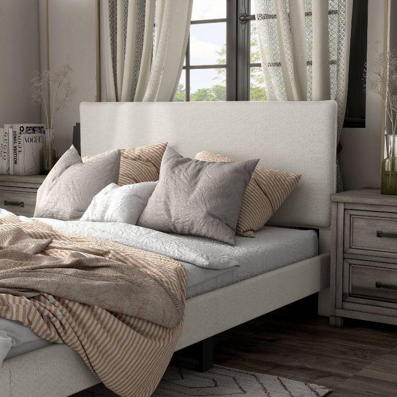 24/7 Shop At Home Queen Heartwild Modern Boucle Upholstered Pillow Headboard Platform Bed: Smooth Finish & Wood Frame