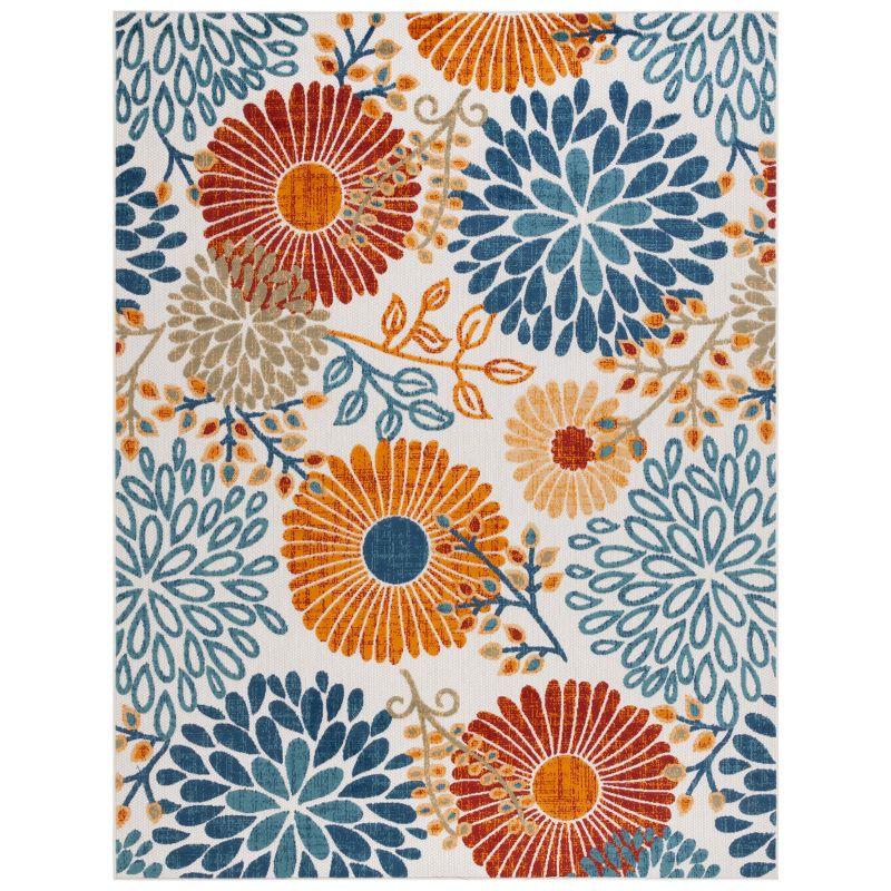 Blossom Bliss Cream & Red Floral 8' x 10' Washable Area Rug