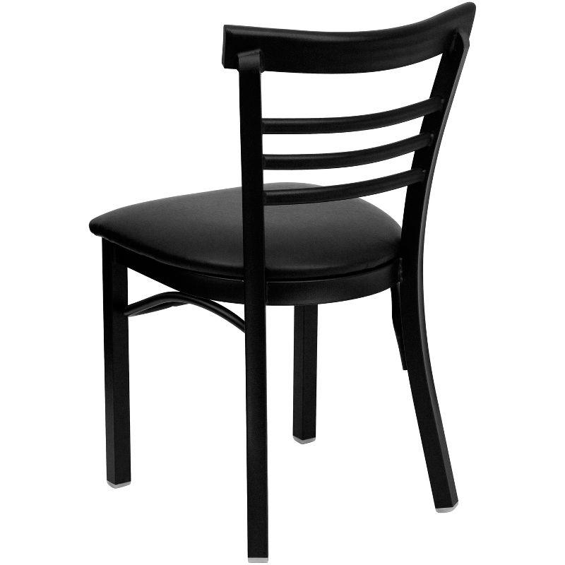 Flash Furniture Black Three-Slat Ladder Back Metal Restaurant Chair