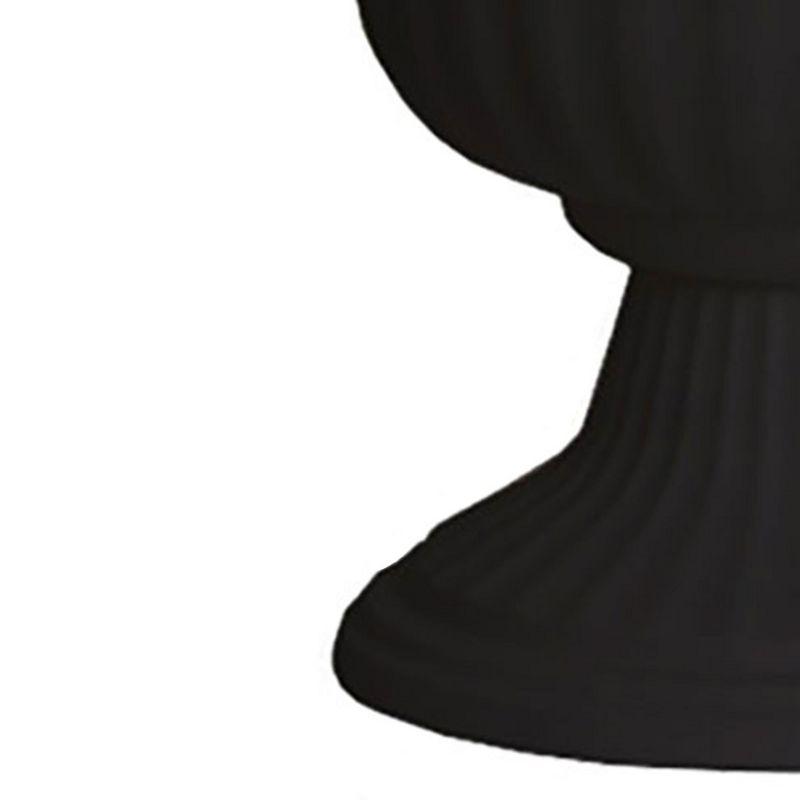 Southern Patio Large 14 Inch Outdoor Garden Lightweight Utopian Urn Planter with UV-Coated Finish for Entryways, Walkways, and More, Black (2 Pack)