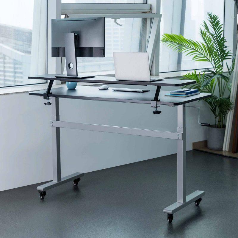 Black Adjustable Standing Desk with Monitor Shelf