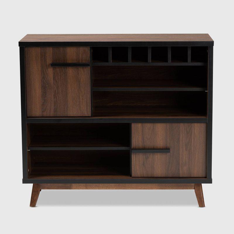 Margo Two-Tone Finished Wood Wine Storage Cabinet Walnut/Black - Baxton Studio