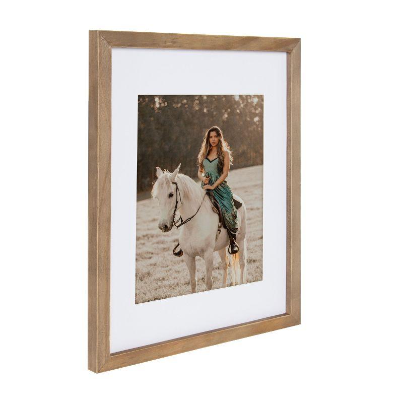 DesignOvation Gallery Rectangle Wood Wall Frame, 11x14 matted to 8x10, Rustic Brown