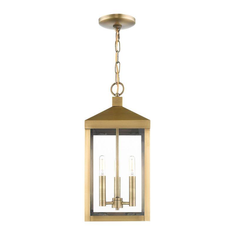 3 Light Outdoor Pendant Lantern with Clear Glass Shade