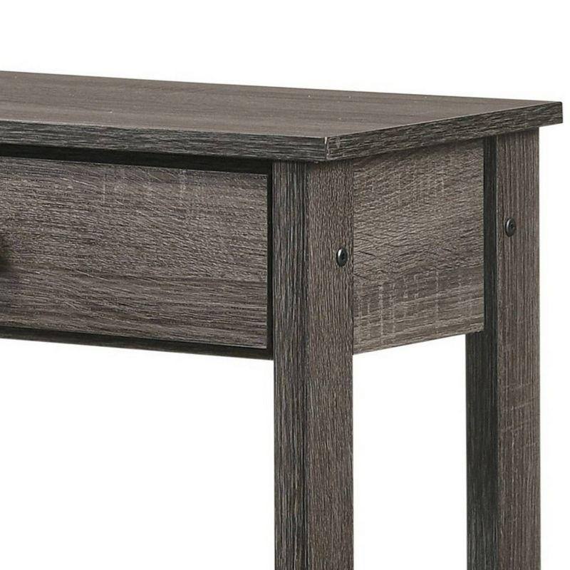 Nightstand with a Drawer and Wooden Grain Details Gray - Benzara: Sturdy, Metal Knobs, Open Shelf, Block Feet