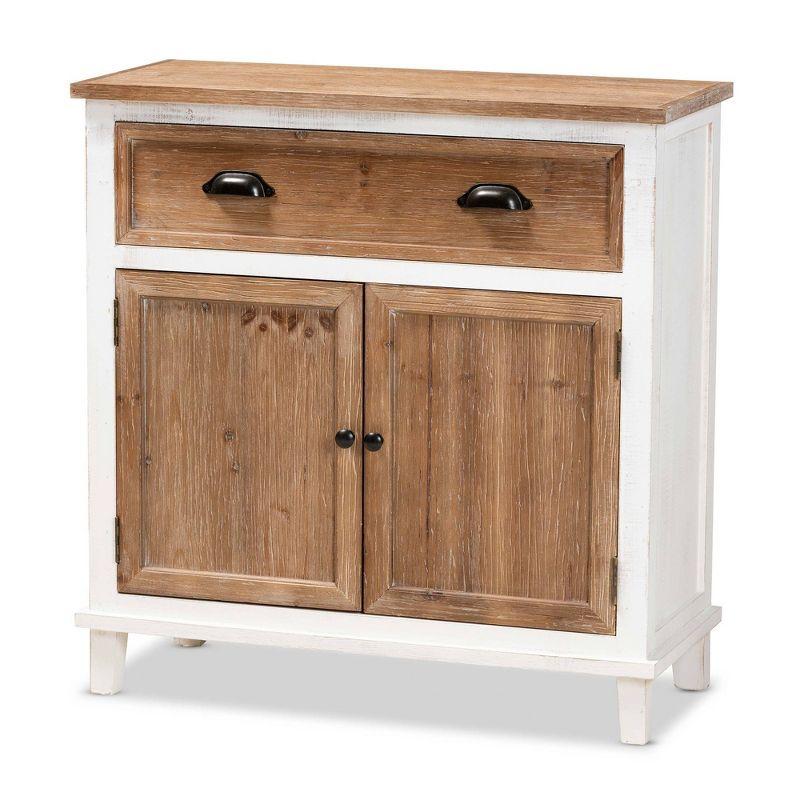 Glynn Two-Tone White and Oak Wood Storage Cabinet