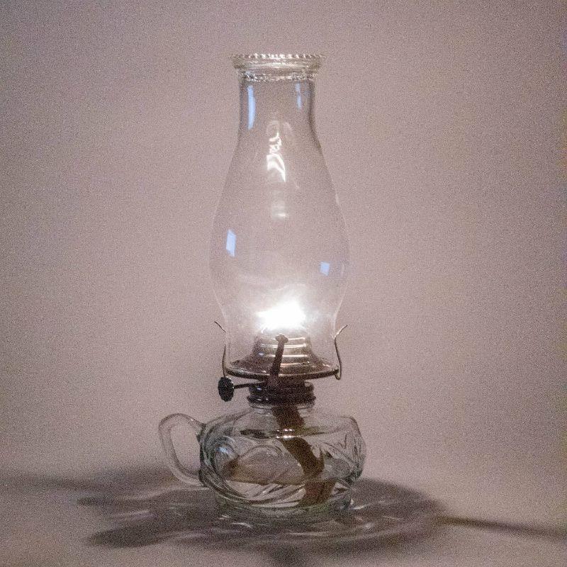 Lehman's Rayo Chamber Oil Lamp, Portable with Finger Hold, Glass Font and Chimney, 12 in Tall